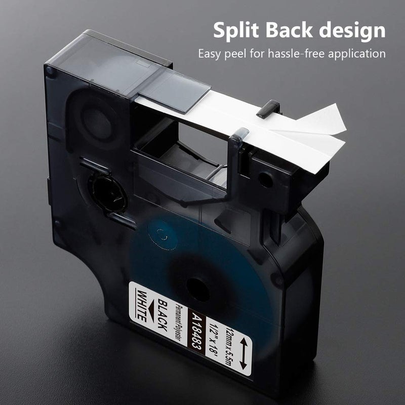 Aonomi 18483 a18483 Replace for Dymo 18483 Rhino Industrial Permanent Polyester Labels 1/2-Inch X 18 Ft Black on White Compatible with DYMO Industrial Rhino 4200 5200 5000 6000 Label Maker, 4-Pack - Image 3